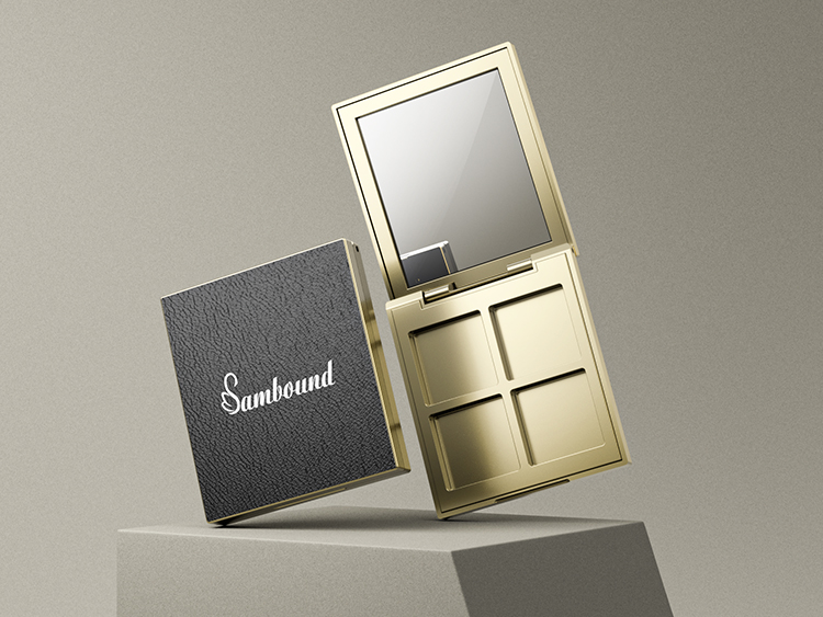 仿皮革紋理四色眼影盤包裝加工定制 仿皮革紋理四色眼影盤包裝加工定制